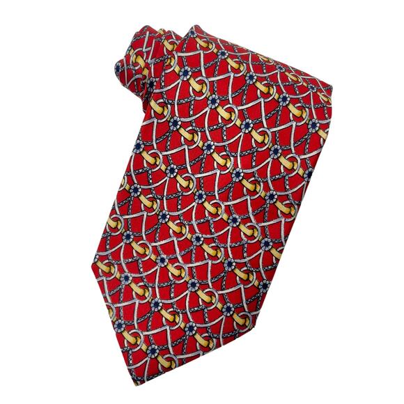 Threads of Silk London Red Silk Tie Printed Men 56" - Picture 1 of 5